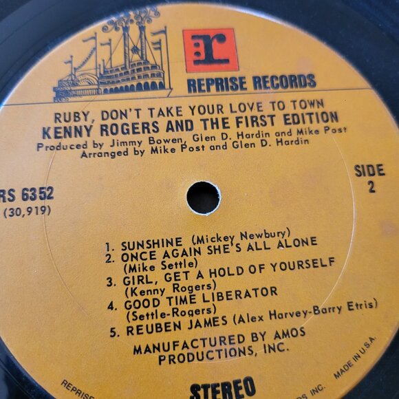 Kenny Rogers And The First Edition Ruby Don't Take Your Love To Town RS 6352 LPA - Picture 3 of 9